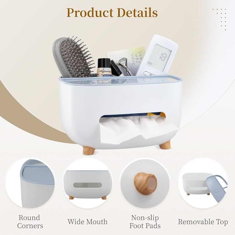 Modern tissue box organizer for table office and living room