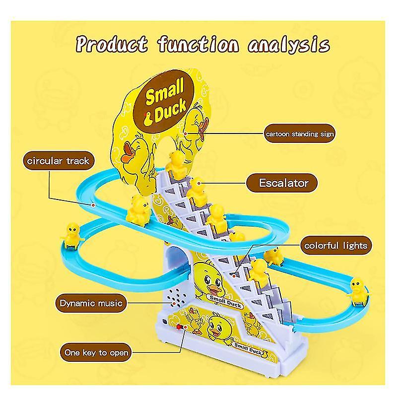 Musical duck track set with automatic climbing stairs for kids