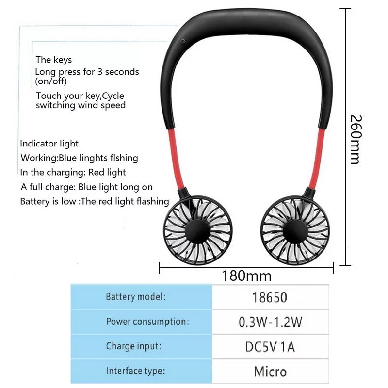 Person using Zilonay portable hanging neck fan outdoors in summer