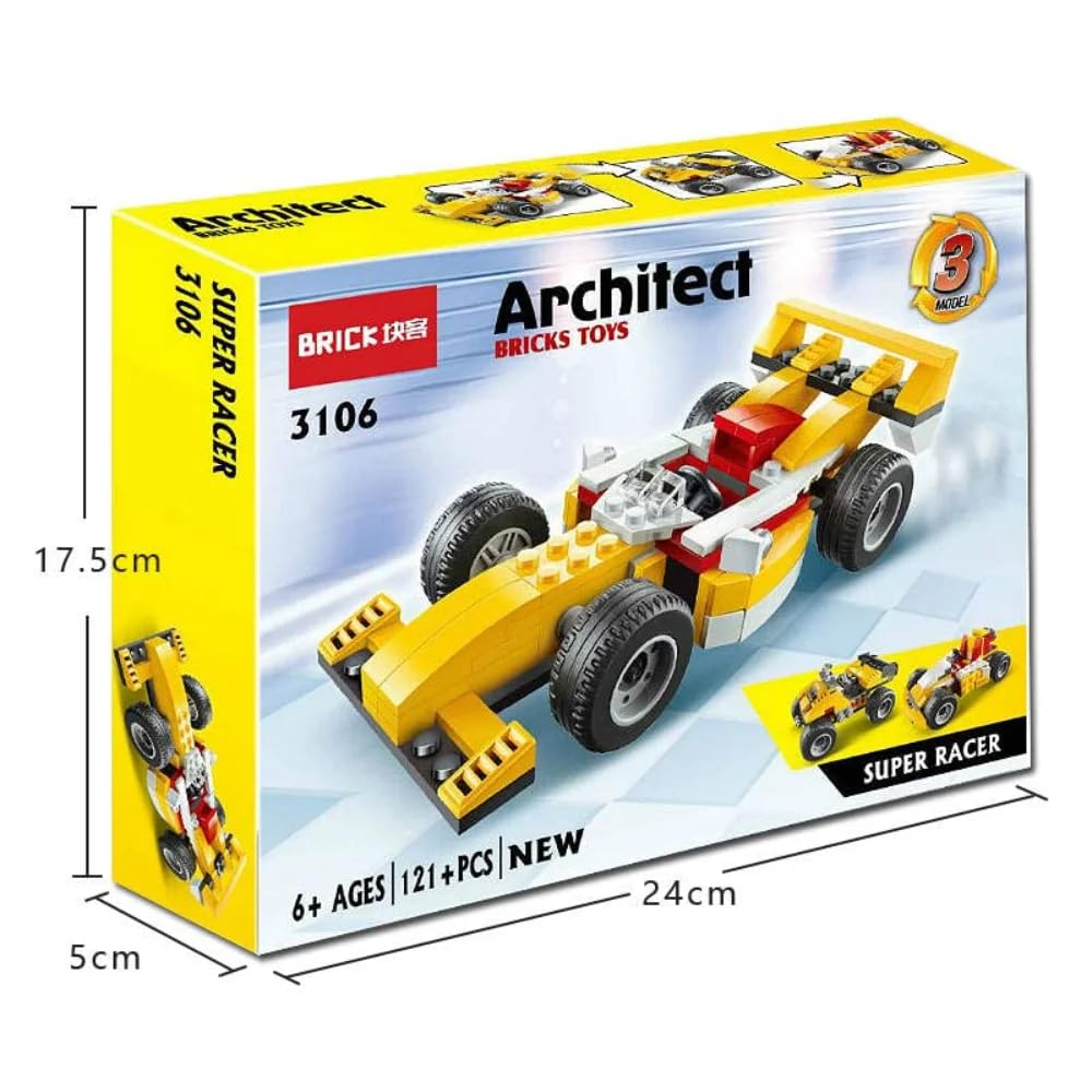 Closeup view of Zilonay super racer building block toy set
