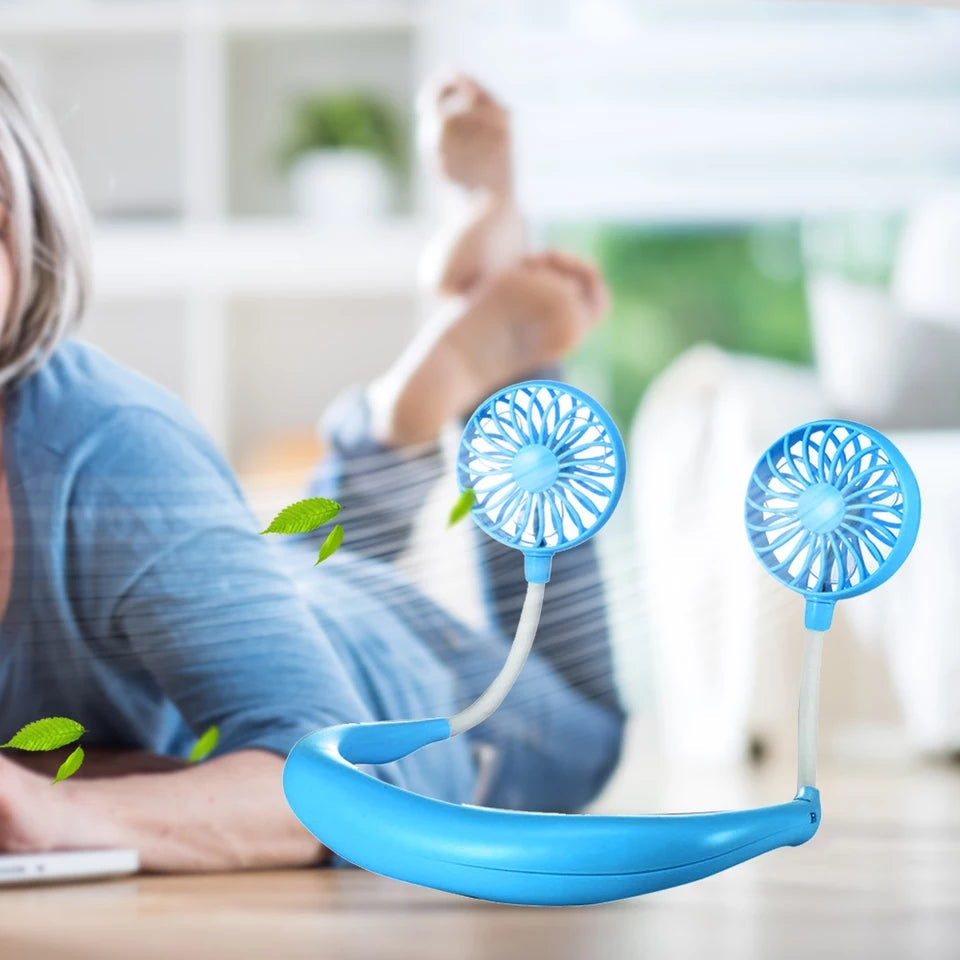 Rechargeable neck fan with adjustable airflow and hands free design