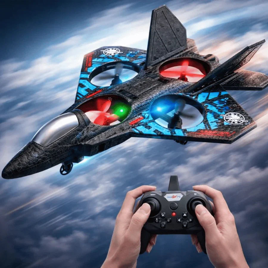 Remote control combat airplane with stunt flying and 360 flip action