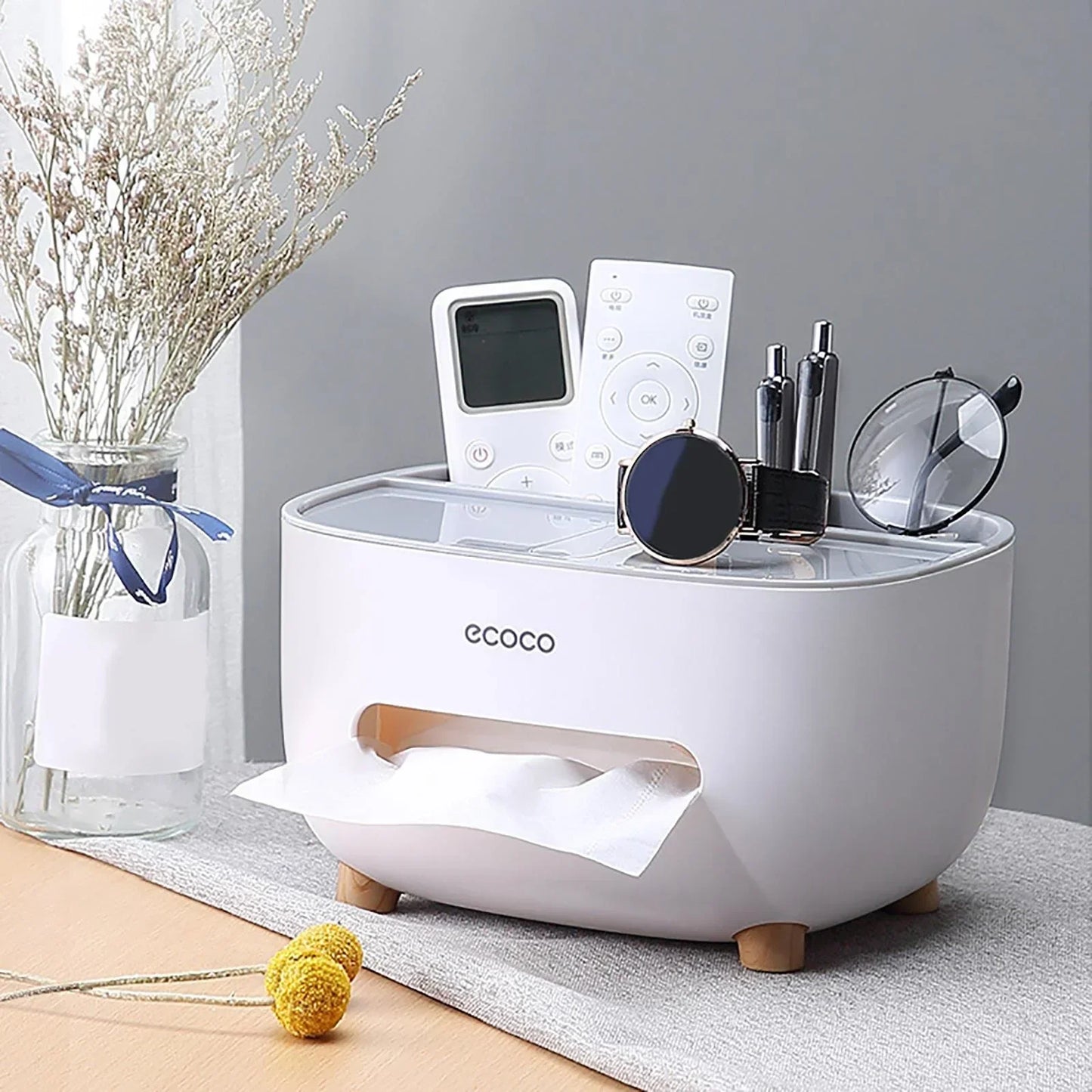 Zilonay tissue box with multifunctional holder for home and office use